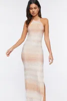 Women's Colorblock Abstract Print Maxi Dress in Ivory/Tan, XL