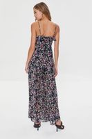 Women's Floral Print Sweetheart Maxi Dress in Black Small