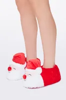 Women's Plush Santa Indoor Slippers in Red/White Small