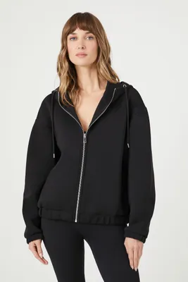 Women's Scuba Knit Zip-Up Hoodie in Black Small