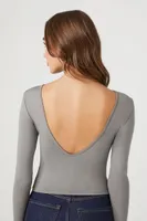 Women's Scoop-Back Crop Top in Dark Grey Small