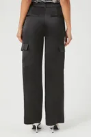 Women's Satin Cargo Pants Black