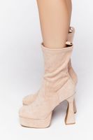 Women's Platform Block Heel Booties Nude,