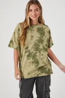 Women's Oversized Tie-Dye T-Shirt in Olive Small