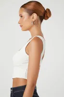 Women's Corset Crop Top in White Large