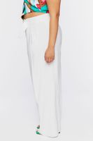 Women's Belted Wide-Leg Pants in White, 0X