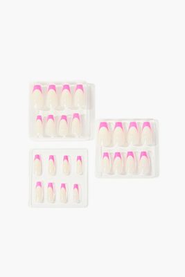 Women French Press-On Coffin Nails in Pink