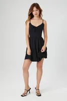 Women's Ruffle-Trim Cami Mini Dress in Black Large