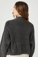 Women's Cropped Cardigan Sweater in Washed Black Small