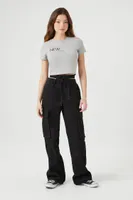 Women's Baggy Cutout Cargo Pants in Black Small