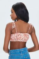 Women's Tropical Floral Print Cropped Cami in Peach Large