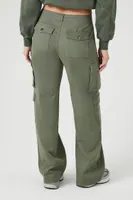 Women's Mid-Rise Straight-Leg Cargo Pants in Olive Large