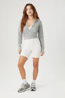 Women's Cropped Zip-Up Hoodie in Heather Grey Large