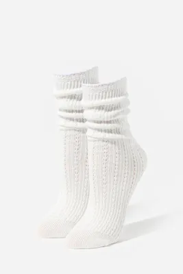 Pointelle Knit Crew Socks in Cream