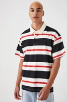 Men Striped Polo Shirt in Black Medium