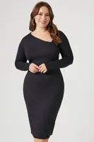 Women's Asymmetrical Midi Dress Black,