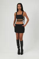 Women's Cropped Strappy Tank Top in Black Small