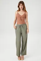 Women's Sweater-Knit Tie-Front Cami in Taupe Small