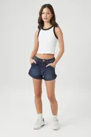 Women's Utility Denim Shorts in Dark Denim, 29