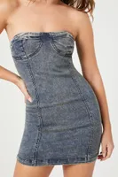 Women's Mineral Wash Denim Tube Mini Dress in Medium Denim Small