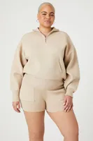 Women's Sweater-Knit Shorts in Taupe, 3X