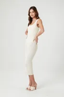 Women's Sheer Bodycon Midi Sweater Dress in Vanilla Small