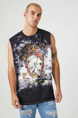 Men Tie-Dye Poison Graphic Muscle Tee Black