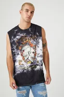 Men Tie-Dye Poison Graphic Muscle Tee Black