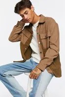 Men Colorblock Corduroy Shirt in Khaki Medium