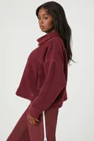 Women's Active Faux Shearling Pullover in Wine, XS