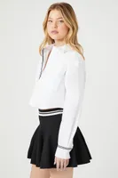 Women's Poplin Cropped Shirt in White Small