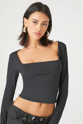 Women's Contour Square-Neck Top in Black Small