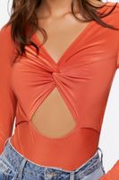 Women's Twist-Front Cutout Bodysuit in Rust Small