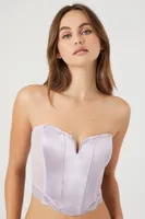 Women's Satin Lace-Up Cropped Corset in Wisteria, XL