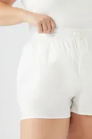 Women's Poplin Drawstring Shorts Ivory,