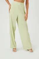 Women's Lettuce-Edge Wide-Leg Pants in Pistachio, XS