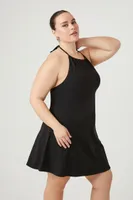 Women's Halter Fit & Flare Dress in Black, 0X