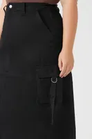 Women's Twill Maxi Cargo Skirt in Black, 3X