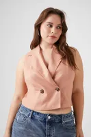 Women's Double-Breasted Vest in Almond, 3X