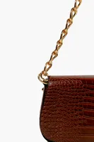 Women's Faux Croc Leather Shoulder Bag in Brown