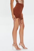 Women's Ruched Drawstring Mini Skirt in Brown Small