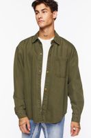 Men Drop-Sleeve Snap-Button Shirt in Olive, XXL