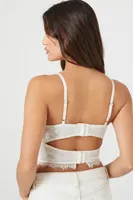 Women's Lace Bustier Cropped Cami in Vanilla Medium