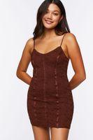 Women's Lace Seamed Mini Dress in Turkish Coffee Medium