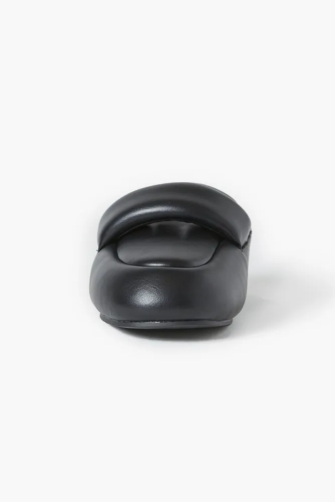Women's Slip-On Faux Leather Mules Black,