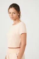 Women's Active Reversible Twist Crop Top in Pale Peach Small