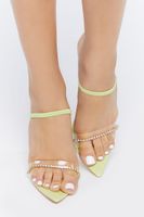 Women's Rhinestone Open-Toe Stiletto Heels in Lime, 11