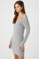 Women's Open-Shoulder Sweater Mini Dress Harbor