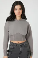 Women's Cropped Bustier Hoodie in Dark Grey Medium