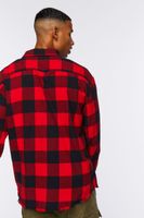 Men Buffalo Plaid Frayed Patch Shirt Red